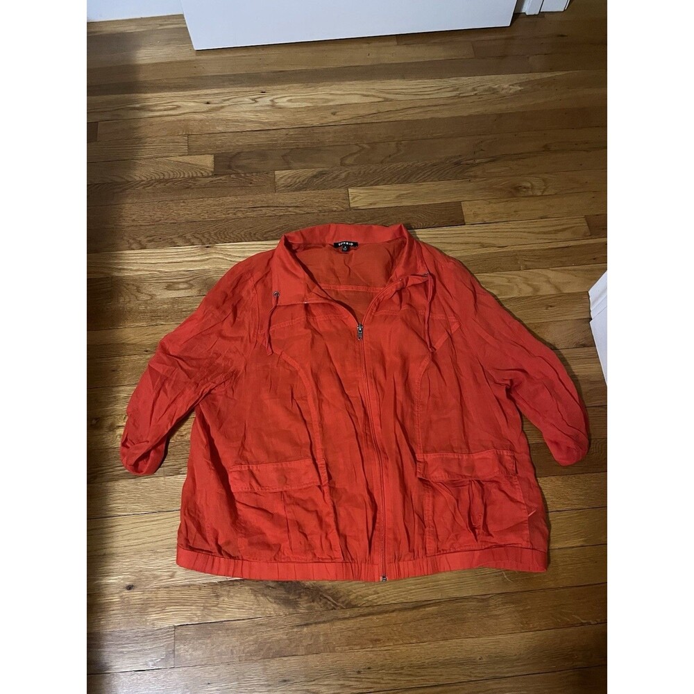 Torrid Women's Plus 2 Orange Solid Lightweight Mid-Length Full Zip Jacket